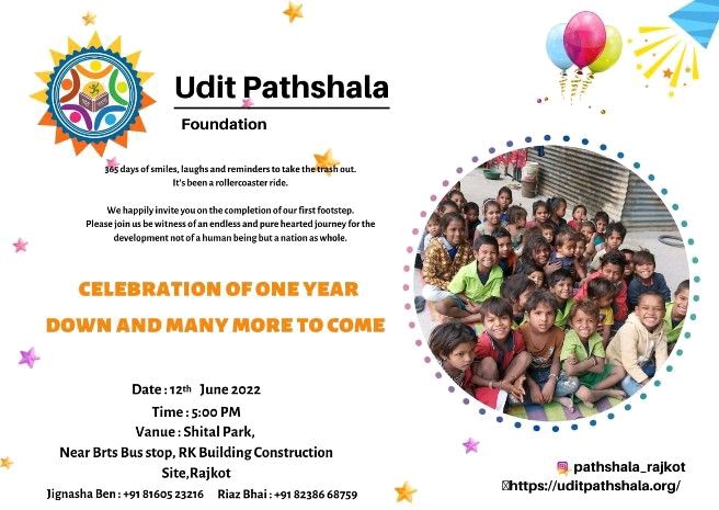 Pathshala2202's tweet photo. Pathshala's work was also started in rajkot city. on this 15th may 2022, rajkot team successfully completed 1 year of work..we are celebrating the day on 12th June
 Visit our website https://t.co/PeCDPmJfC5 for more updates and to contribute for the children. https://t.co/fcwJQXguvj