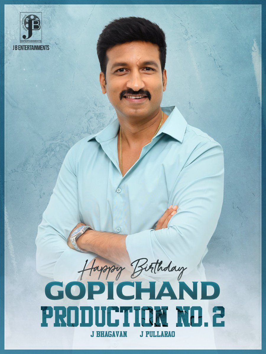UrsVamsiShekar's tweet photo. .@JBEnt_Offl #ProdNo2 Wishes HERO, The Macho Star @YoursGopichand a Very Happy Birthday 💥💥
#HBDMachoStarGopichand ❤️
A Hattrick Collaboration on cards with an Out & Out Mass Entertainer🔥
More Exciting Details Revealing Soon!
#JBhagavan @j_pullarao https://t.co/DFC8idVpaG