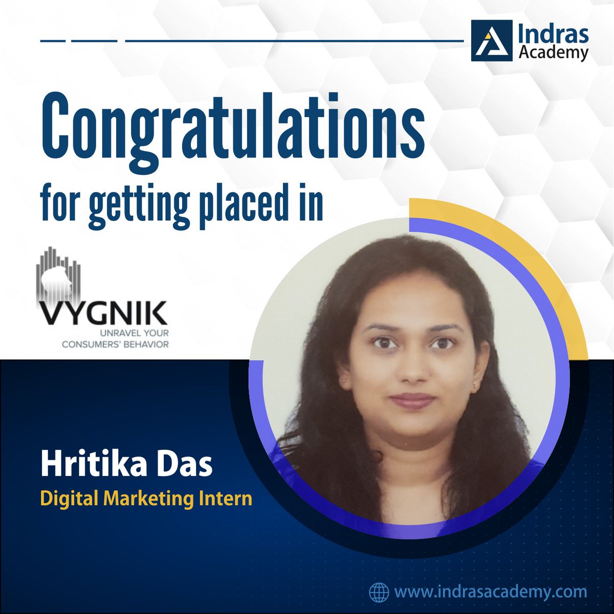 indranandyala's tweet photo. Congratulations Hritika for being placed as Digital Marketing executive at VYGNIK. All the best in your endeavours.

#digitalmarketingplacenents #digitalmarketingtraining #indrasacademy #digitalmarketingcourses #placements #seotraining #ppctraining
#seocoursesbangalore https://t.co/O2xdex0zcM