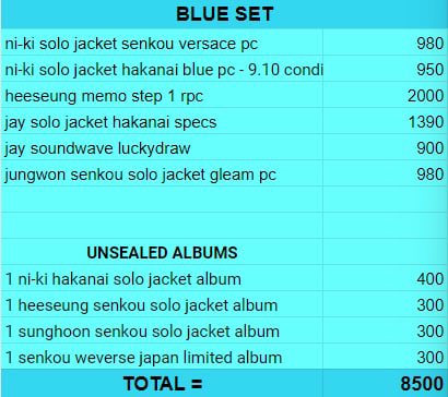 — will ship to one add per color set.

— no rush shipping ! 

dm me for more questions ! 

PRICE BREAKDOWN :