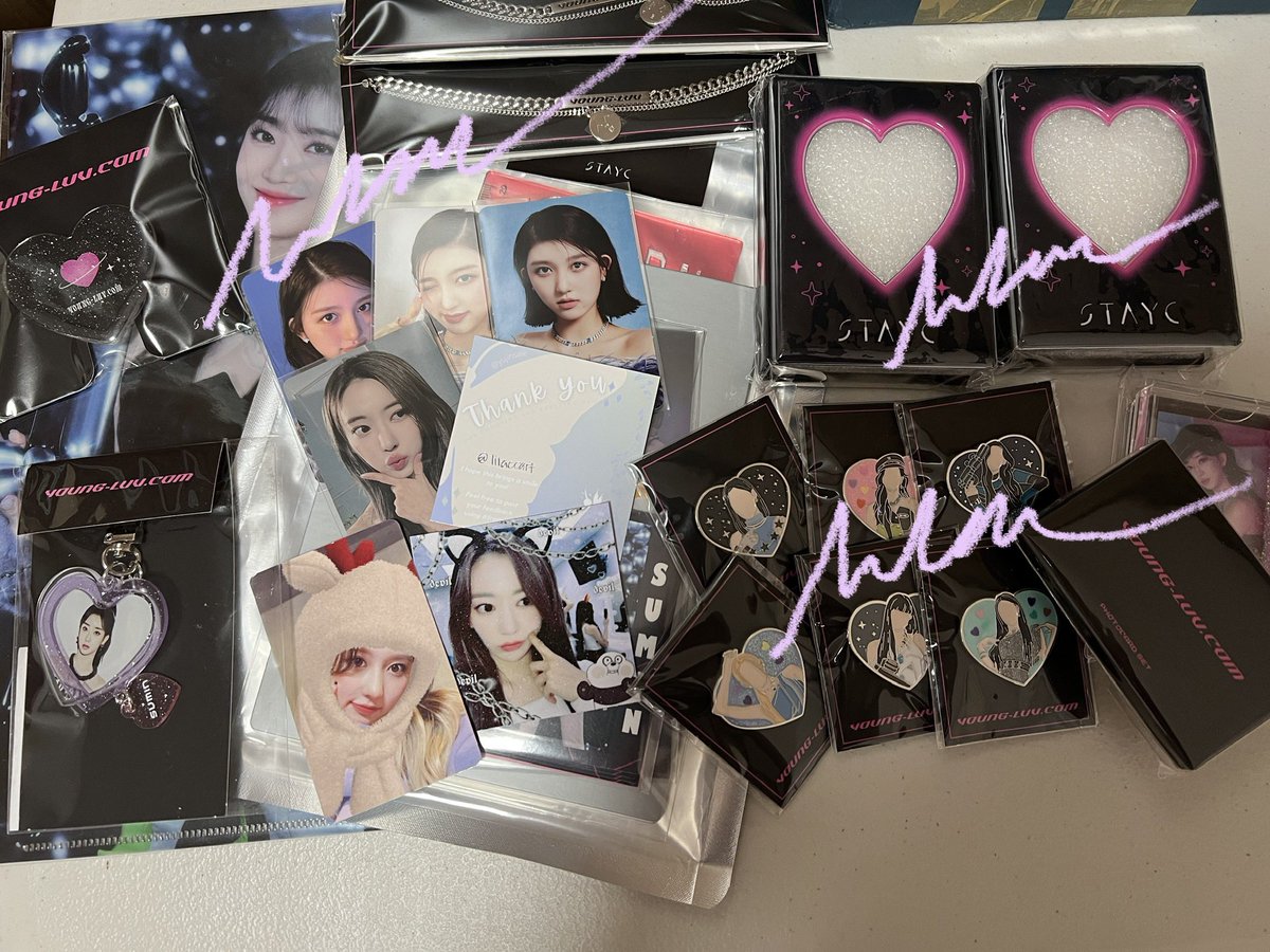 lilaccart's tweet photo. haul of my faves 🫶 thank you for my gaeul &amp; kkura pobs @yujinsale! and great box sharing service from @zhierqi 🫂 
❀ #fromyjs #thxzhierqi | #lilacmails https://t.co/e8ynMsViXC