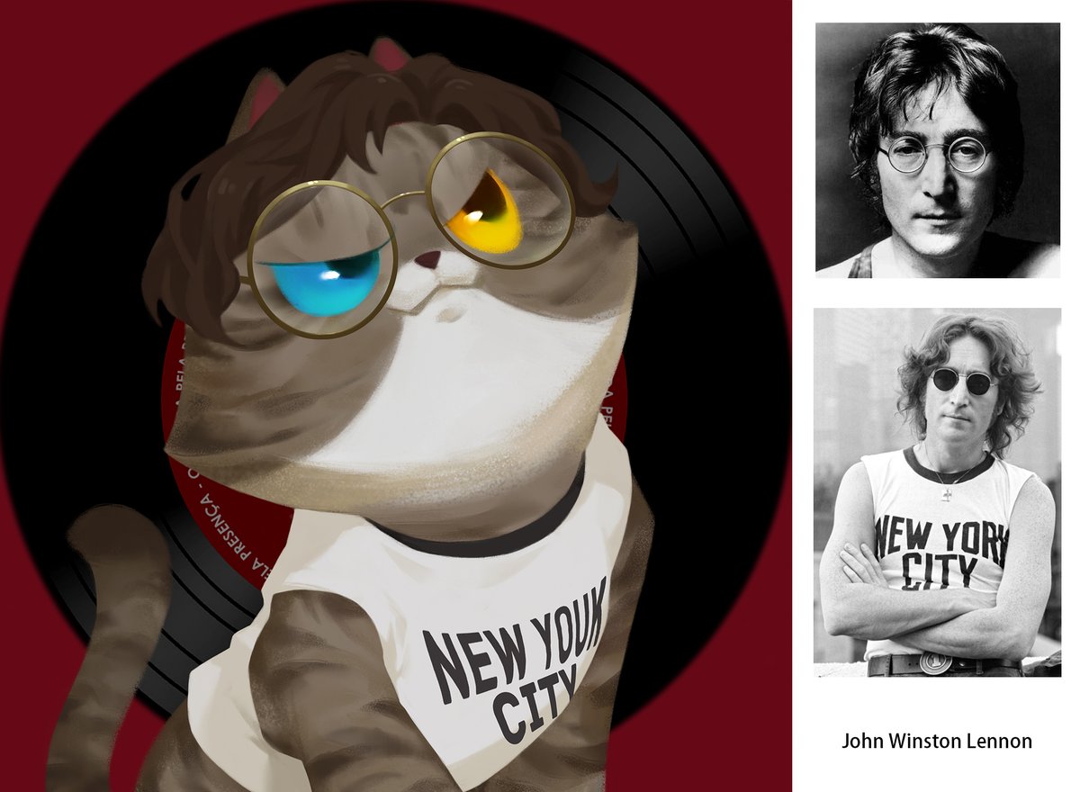 CatPlanetNFT's tweet photo. Today's cat is John Winston Lennon (1940-1980) 
An English singer and songwriter who is known worldwide as a founding member of The Beatles.

I love The Beatles.

#NFT #NFTs #NFTartist #freemintNFT https://t.co/pSvSqHXQbN