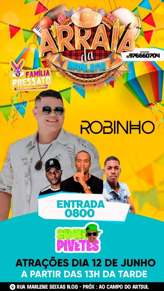 familiapressato's tweet photo. Mais tarde tem mais,a partir de 13:00 começa o Arraiá da Marlene com o Cantor Robinho super confirmado,Samba dos Pivetes,Dj Cl do inconfidência e Dj Ryan de Austin ❤️🎶

Vamo que Vamo rapaziada https://t.co/VXA7FJJ2ye