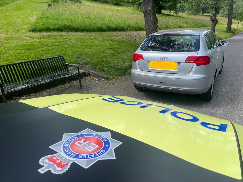 gmptraffic's tweet photo. Another vehicle stopped, this time by #XT51. The occupants were en-route to #Parklife2022. Found to be uninsured so the driver faces 6 points and a fine and the vehicle has been #seized #driveinsured https://t.co/S1unril83W