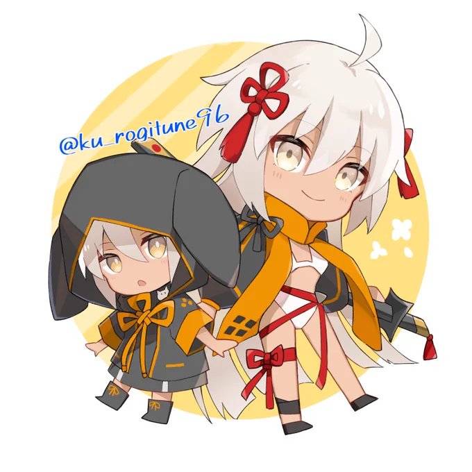 友達の誕プレ用の沖田オルタとカイトとエンカク描けたー!!!あとは印刷してプラ板でキーホルダーにするだけだ!、! 