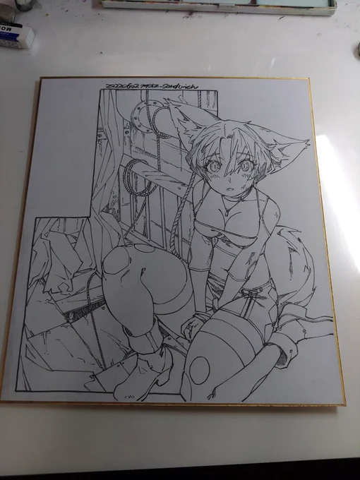 こっちも線画までできた。
#色紙 #線画 #狐娘 