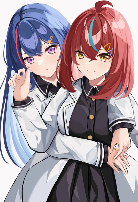 ❤️💙オリキャラ、ツーショット
 #創作  #オリジナル 