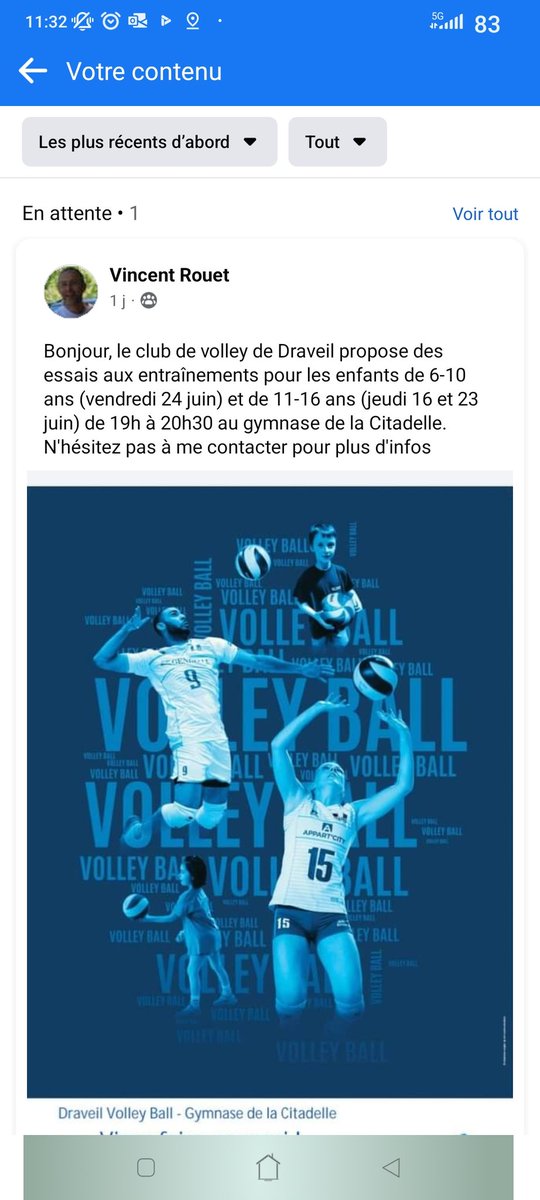 rouet_vincent's tweet photo. Bonjour, le club de volley de Draveil propose des essais aux entraînements pour les enfants de 6-10 ans (vendredi 24 juin) et de 11-16 ans (jeudi 16 et 23 juin) de 19h à 20h30 au gymnase de la Citadelle. N'hésitez pas à me contacter pour plus d'infos https://t.co/UkflSmfAGS