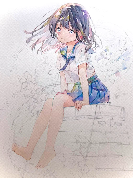 背景も描きます*wip
#watercolour #illustration 