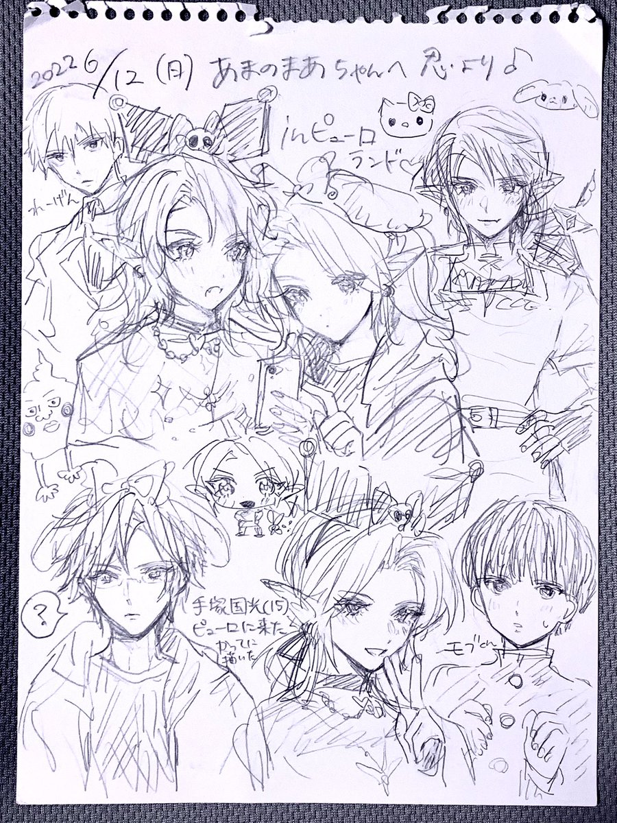 ネームプレートとフォロワーに描いて貰った絵(一部女体化)と貰ったワッペン☂️ 