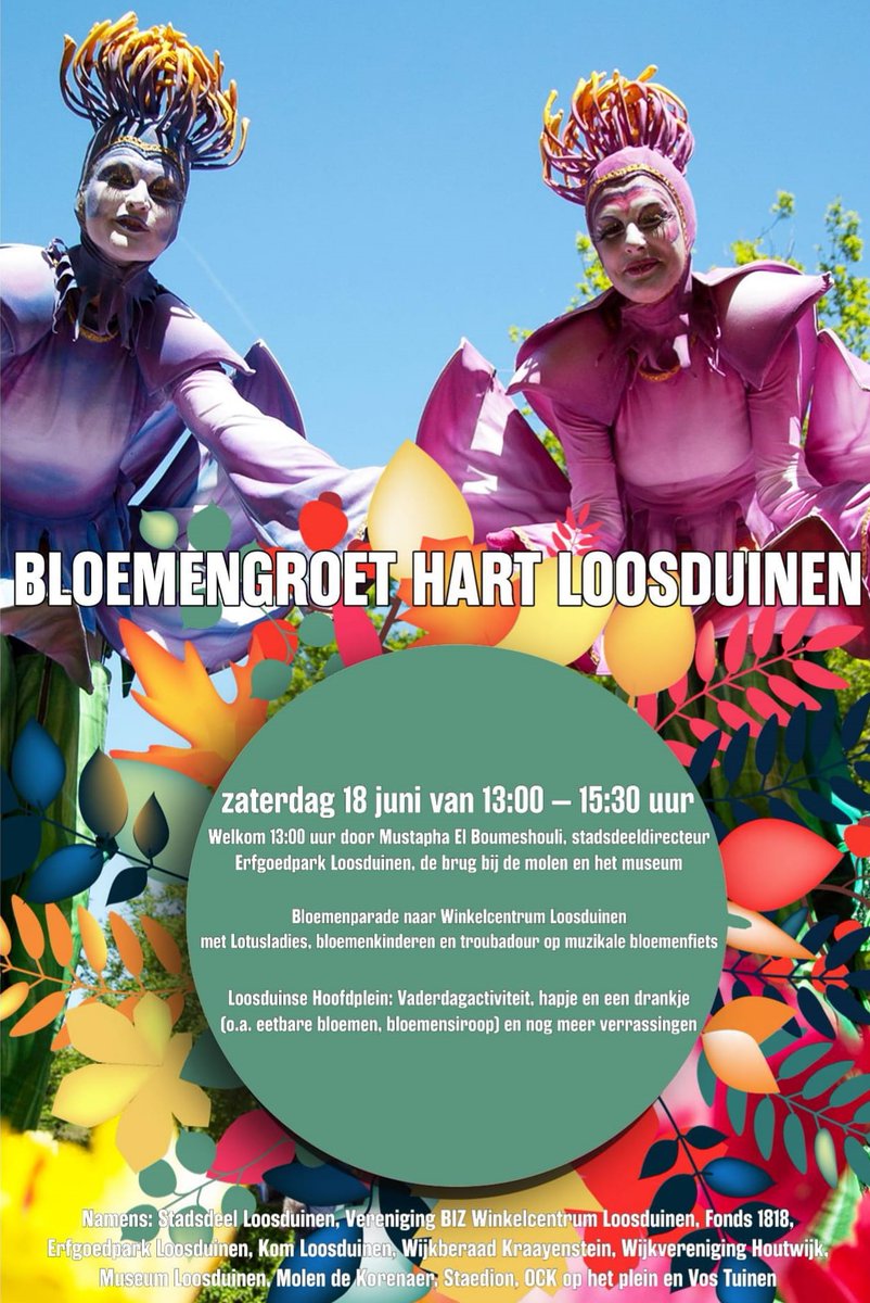 EGP_Loosduinen's tweet photo. Zien wij u vandaag ook om 13.00 uur bij de brug naar de Loosduinse molen De Korenaer en het Loosduins Museum. Daar is een bloemengroet met stadsdeeldirecteur @boumesho en de start van een parade naar het Loosduinse Hoofdplein waar van alles is te doen. https://t.co/iE48pWaegr