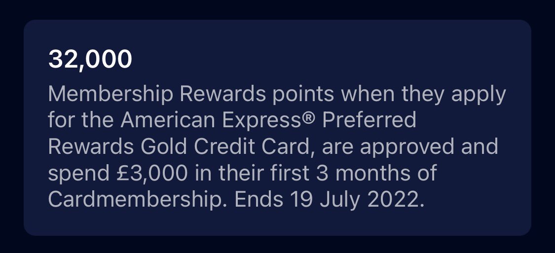 Shouito1's tweet photo. https://t.co/ZSMMXGtmoV

Amex gold card referral link: 
You will receive 32,000 points as the below: https://t.co/wpHkBjITyr