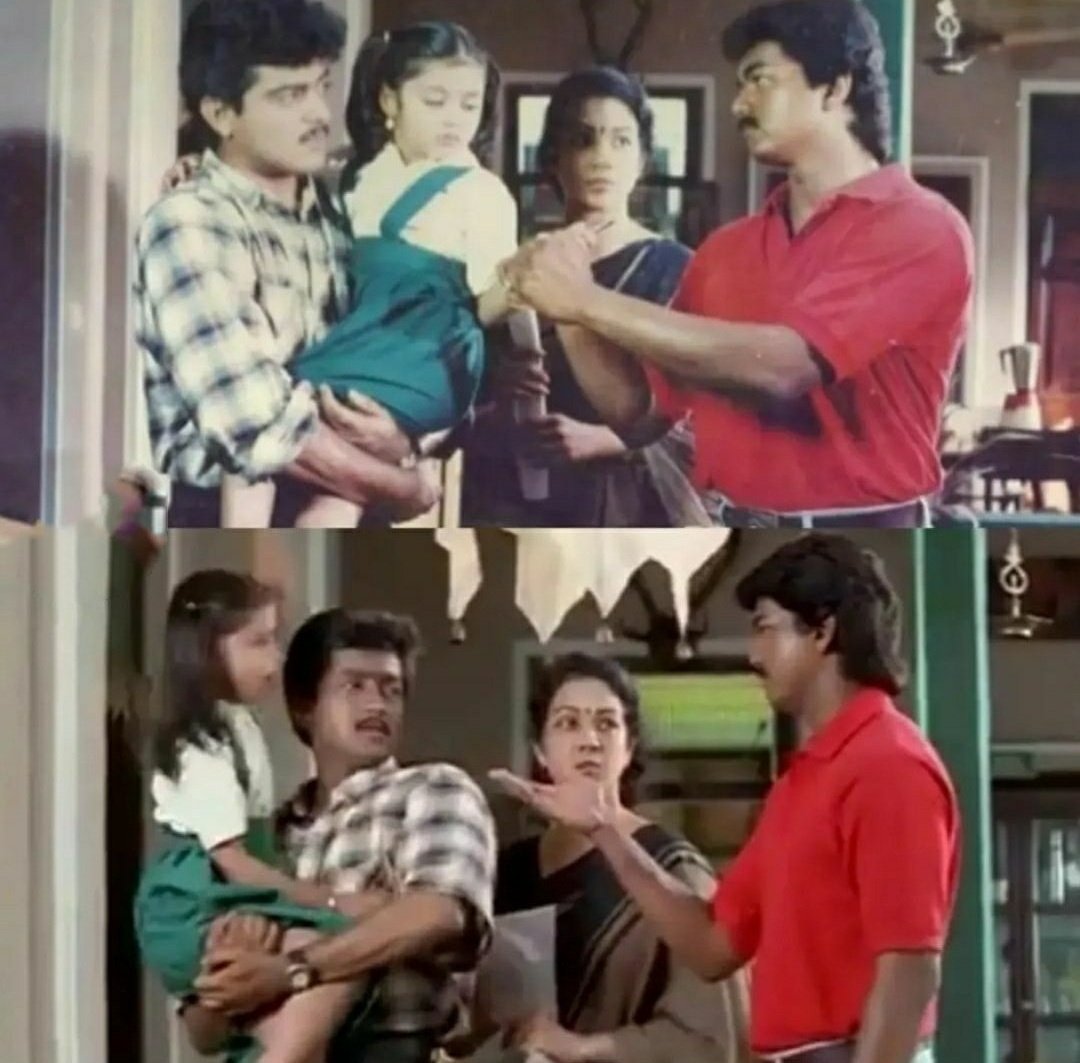 iammoviebuff007's tweet photo. Throwback 📢: #AjithKumar was the first choice to do #NerukkuNer with #ThalapathyVijay .. But later the role was done by #Suriya 🌟 https://t.co/yrRlAAhprG