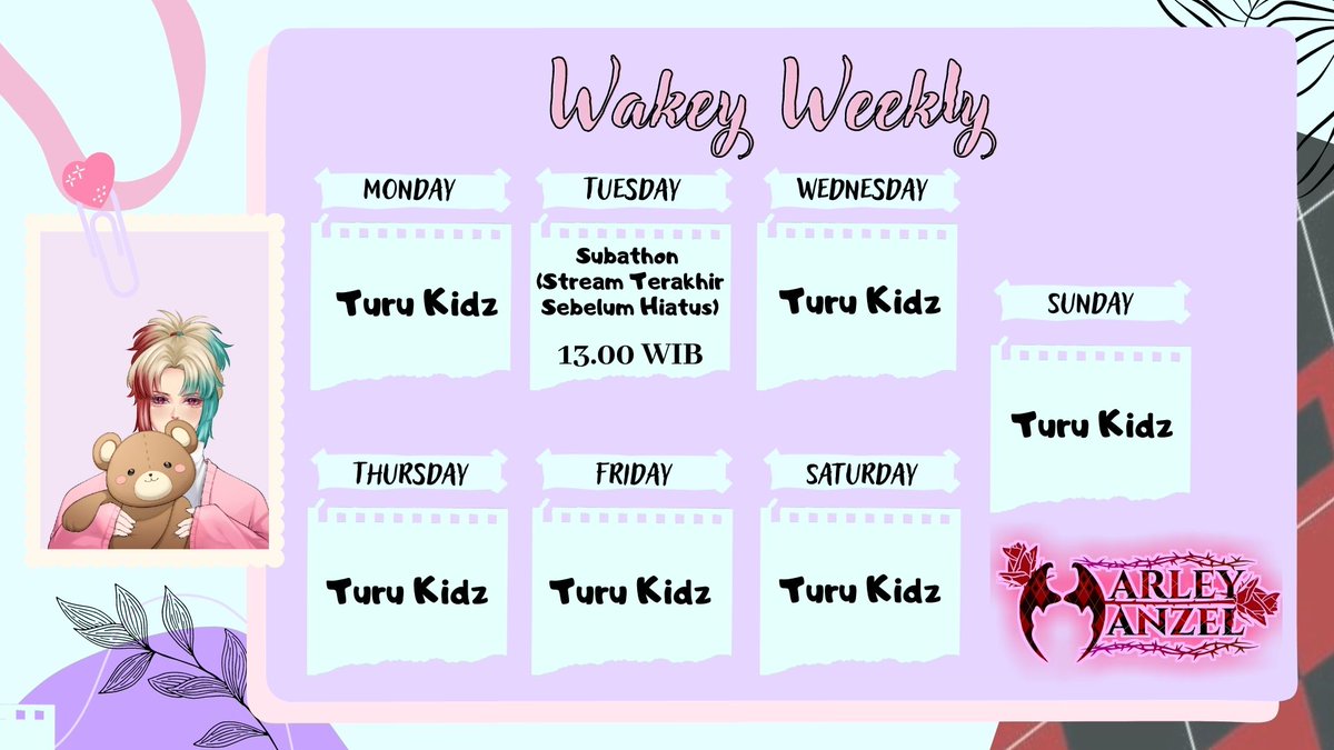 its_Runyanyaa's tweet photo. Schedule 13/06 - 19/06 ...
art by mama : @Intanavers_art
Cuma mau subathon stream sebagai stream terakhir sebelum hiatus
----
Hastag 
General : #NonaHanzel #HarleyHanzel
Live : #Zelive
Fanart : #Harlustration
NSFW : #Harlust
Meme : #Haha
Clip : #Harclip
Fan name : MecHA KIDZ https://t.co/U3RXi0DqLz