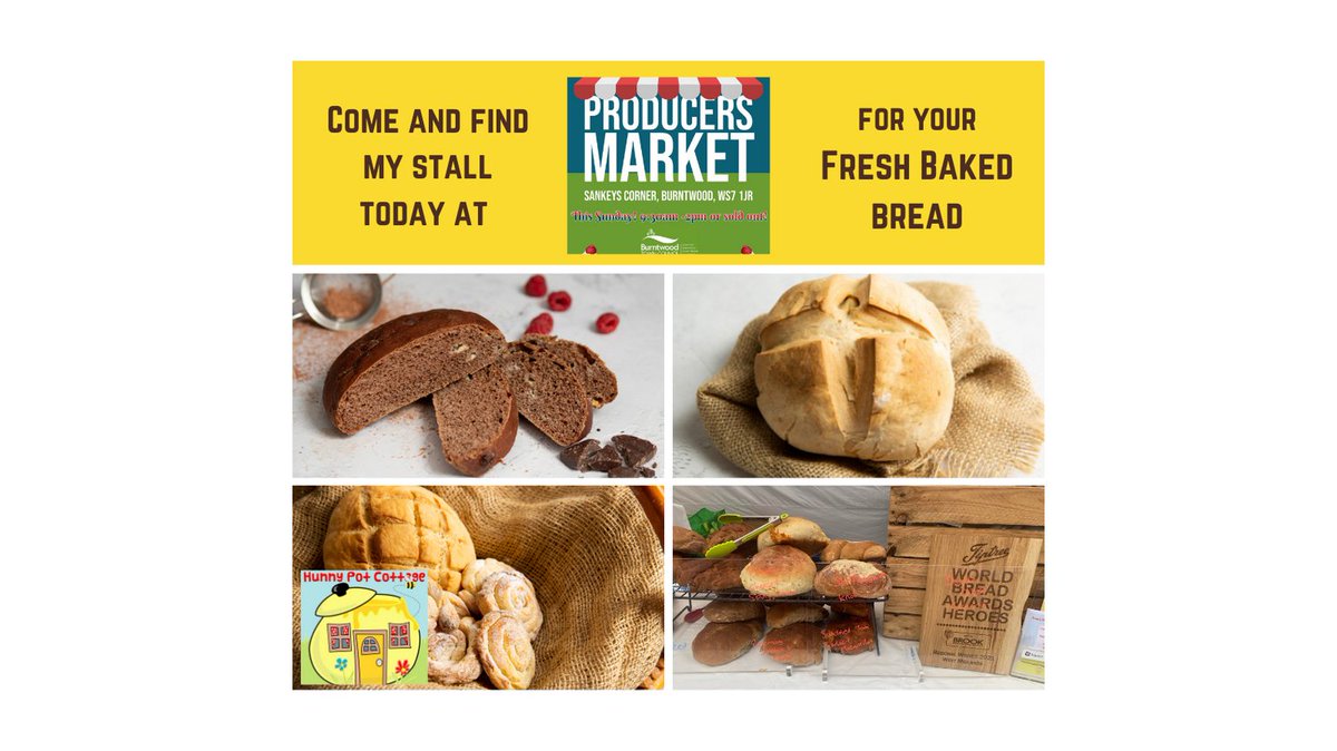 Come on down for a wander through the fabulous local produce and make sure you stop by to say hello!
#realbread #realbreadcampaign#freshbread #burntwood #burntwoodproducersmarket #farmersmarket #producersmarket #marketstall