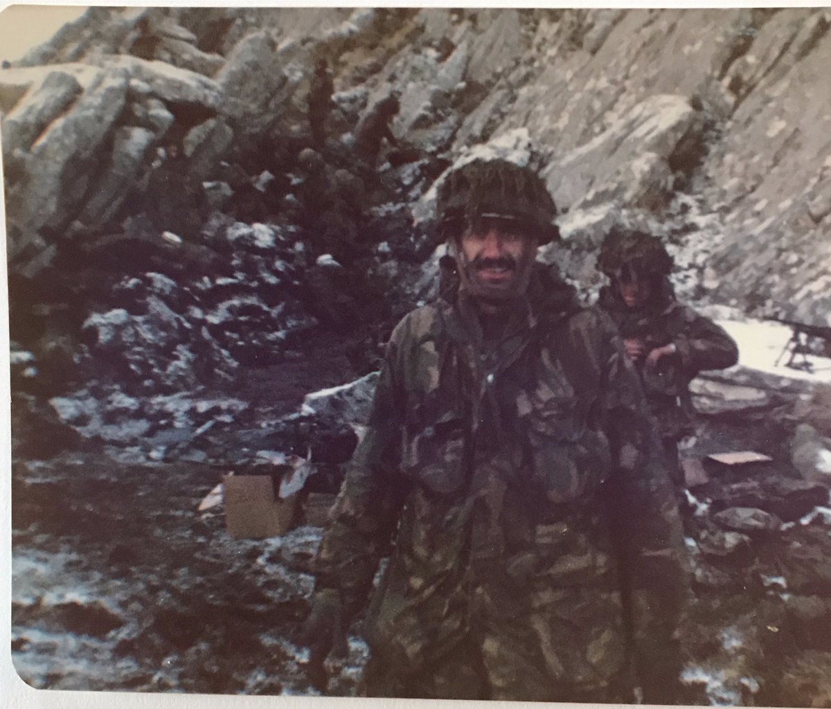 mickhump's tweet photo. 3 Para RAP, Mt Longdon,  1st light 12th June 1982. Like every good soldier when a camera comes out……. impressed I managed a smile, I’ve had better days. #Falklands #Falklands40 #Falklands40th https://t.co/jyp3VLdJTc