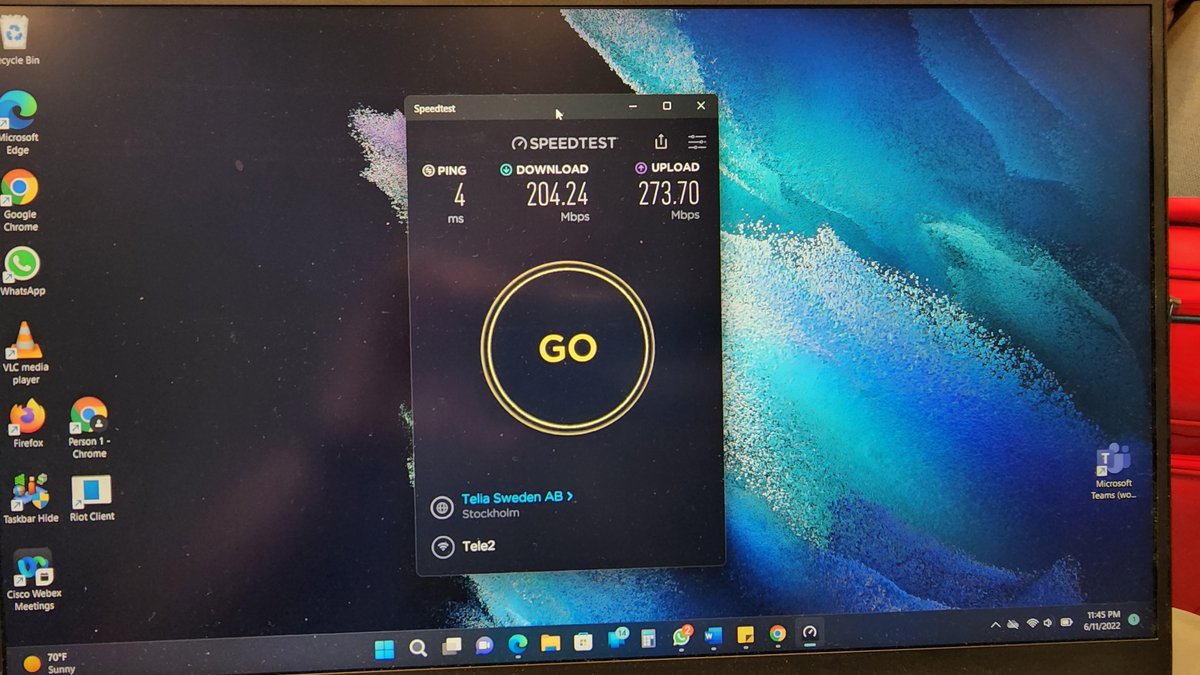 MyTechMusings's tweet photo. Can you guess where this @Speedtest was done?
#Stockholm @Arlanda airport free #wifii
@WiFiAlliance @TeliaSverige https://t.co/Y3cqEMYFbt