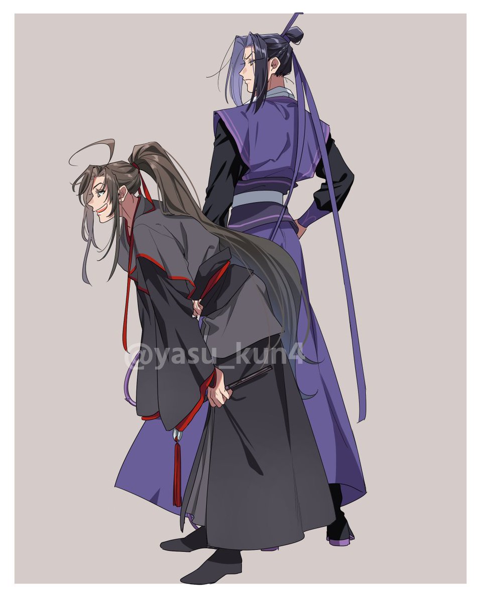 multiple boys 2boys chinese clothes long hair male focus ponytail smile  illustration images