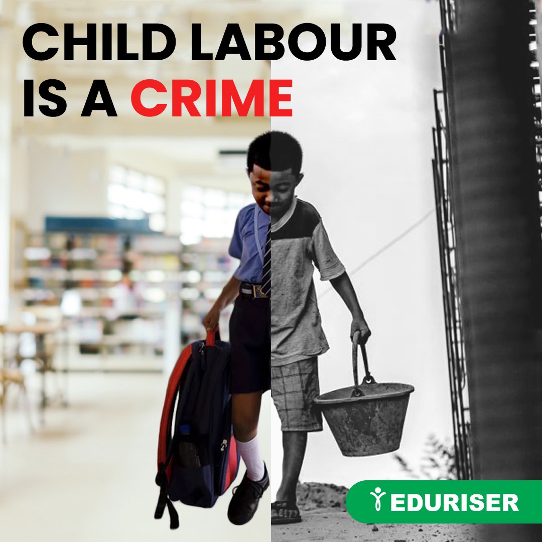 EduRiser's tweet photo. World Day against Child Labour.

A child is meant to learn, not earn!

Save children by stopping child labour.

.

.

.

#childlabour  #elearningdevelopment #instructionaldesigner #elearningdesign #elearningcompany #awarenessraising #childlabor #awareness https://t.co/CiVxUItos9