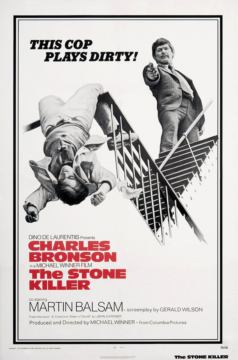 AngusKohm's tweet photo. The Stone Killer (1973) by #MichaelWinner
w/#CharlesBronson #MartinBalsam #JackColvin #PaulKoslo #NormanFell #JohnRitter
from a book by #JohnGardner
A New York detective is sent to Los Angeles where he becomes embroiled in a case involving an old Sicilian Mafia family feud. https://t.co/zQiQ8hunwv