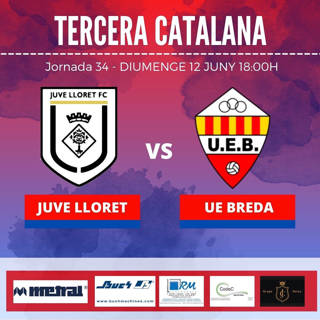 Matchday ⚽️ Temporada 21/22
Tercera Catalana / Grup 18 / Jor.34
🆚 Juve-Lloret
📆 Diumenge 12 de Juny
🕛 18:00
🏟 Camp Municipal del Molí Lloret
#JugarÉsGuanyar