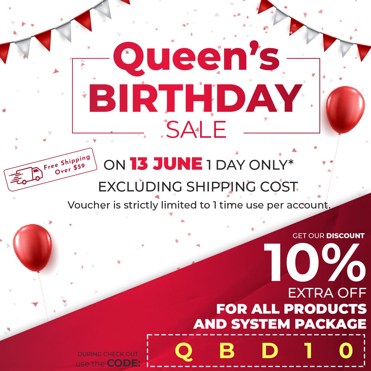msytechnology's tweet image. MSY is running an online store promotion of extra 10% discount on this Queen's Birthday Celebration.
Discount applies to all products, including discounted products.

This special promo code only runs for 1 day.

It's shopping time!

msy.com.au/online/