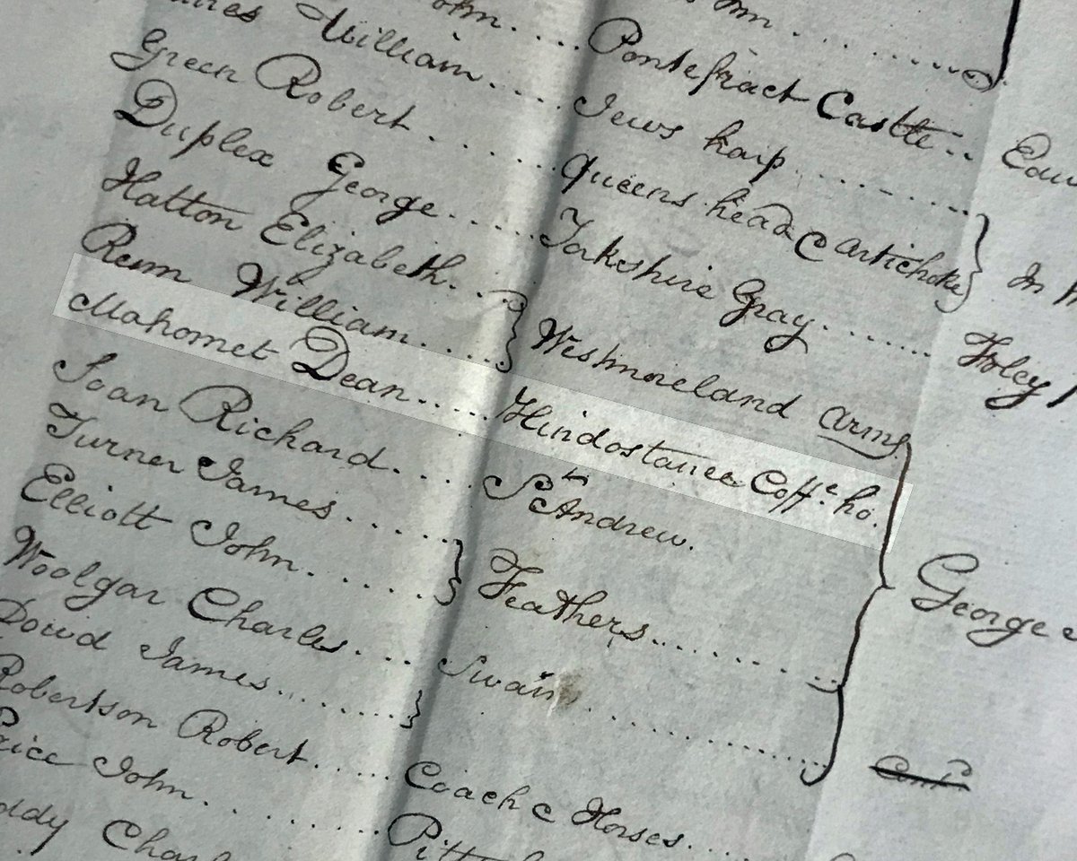 TheLdnArchives's tweet photo. Sake Dean Mahomed left India in 1783 and travelled to Ireland where he married Jane Daly. He later set up his own business, the Hindostanee Coffee House in Marylebone in 1810, which served Indian cuisine. As seen here in a register of Licensed Victuallers ...
#SwitchingTheLens https://t.co/ARuFKG3uSY