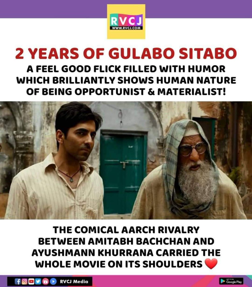 2 Years of Gulabo Sitabo!

#gulabositabo #ayushmankhurana #amitabhbachchan #rvcjmovies #rvcjinsta