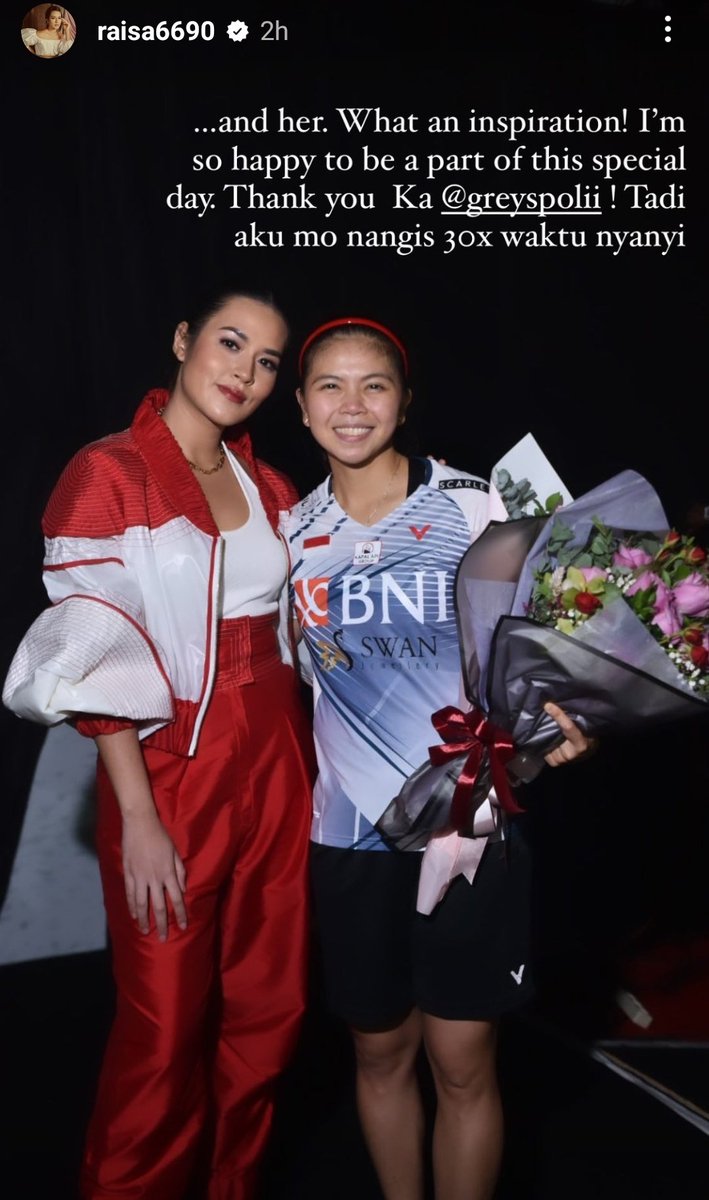 ZonaBulutangkis's tweet photo. Momen @raisa6690 jadi BL seperti kitah 😛😍❤

#TerimaKasihGreysiaPolii https://t.co/H8ChMwNSSO