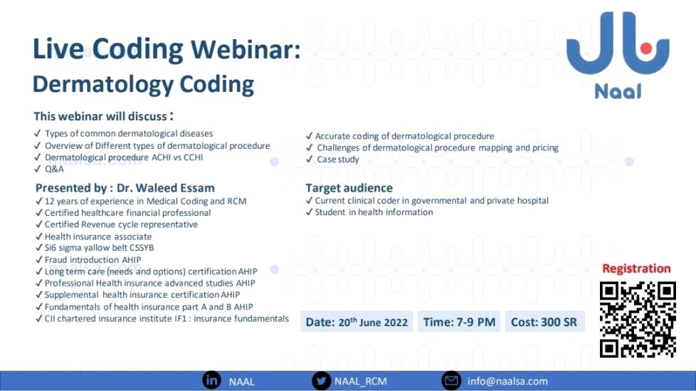 NAAL_RCM's tweet photo. We are glad to announce our Webinar on Dermatology Coding https://t.co/AsgaTAcFD4