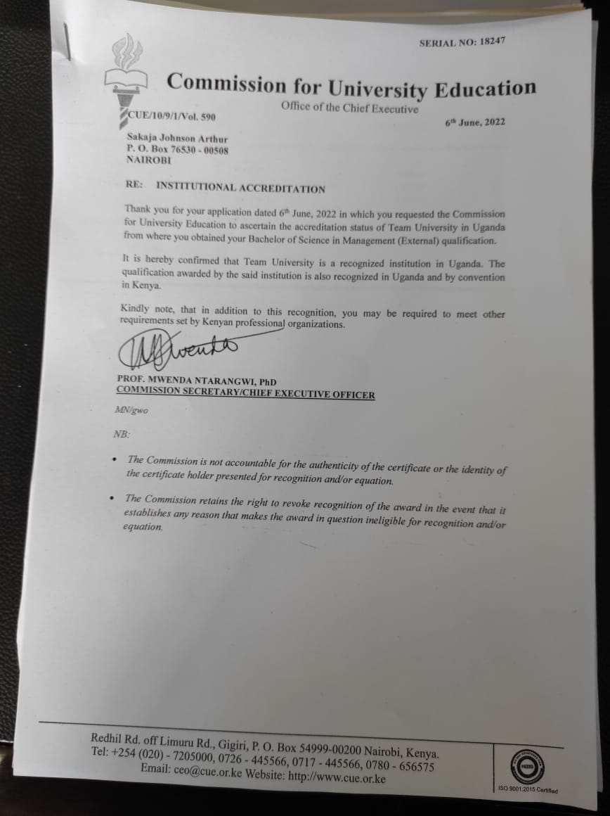 RobertAlai's tweet photo. Fraudster! 

Degree doesn’t exist and so even the transcript is fake. 

This is not about not liking Sakaja. We must just stop fraudsters!  

#TeamUniversityUganda https://t.co/nd7VyzOFM4