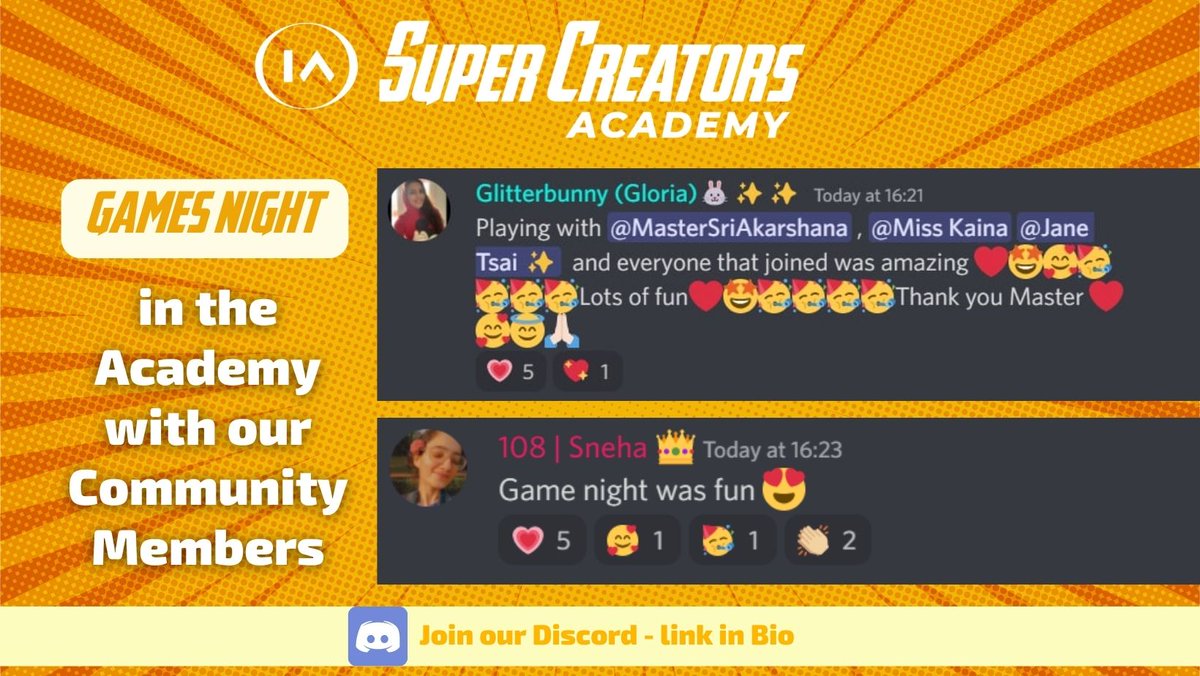 SuperCreator_'s tweet photo. Yesterday's Game Night was so much fun! 😂❤️
What's your favourite Game? 🎲🎮
Let us know in the comments ⤵️
#SCA #SuperCreatorsNFT #SuperCreatorsJr #NFTs #NFTCommmunity https://t.co/LA0DqbUtrY