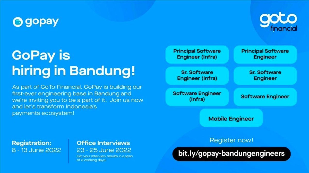imrenagi's tweet photo. Dicari yang mau bergabung dengan tim infra gopay. Yang mau nanya2 monggo dm. 

Kerjanya full remote. Titik. https://t.co/HE0X0TzyxG