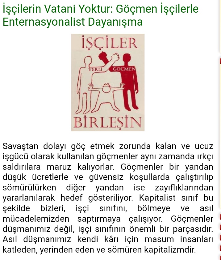 Göçmen işçilerle enternasyonalist dayanışma metnimiz yayında! 

İşçilerin Vatanı Yoktur!

leftcom.org/tr/articles/20…