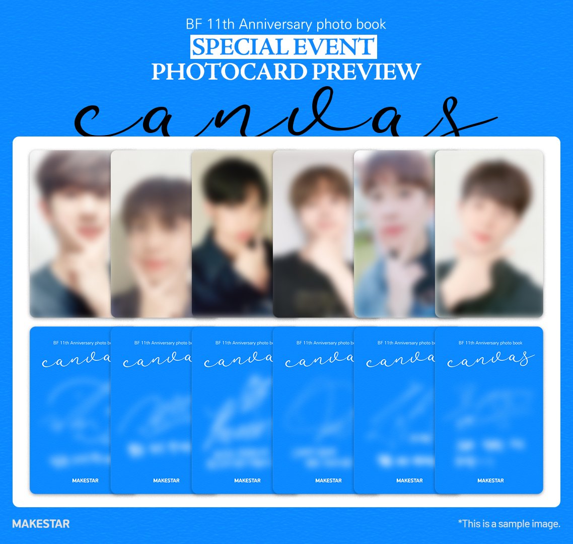 Makestarcorp's tweet photo. #BF 11th Anniversary Photobook [canvas] 
Video Call &amp; Special EVENT!

🔥응모 마지막 날!🔥

💙멬스 메세지 포카 B.ver 프리뷰!
💙MAKESTAR Photocard B.ver Preview!

📅~ 2022.06.13 (KST)
🔗https://t.co/UtHyu5ECPI

@BOYF_DH @HS_930609 @BOYF_JM @YM_950424 @KM__950424 @MW_950731 https://t.co/nlJzy8kiB3