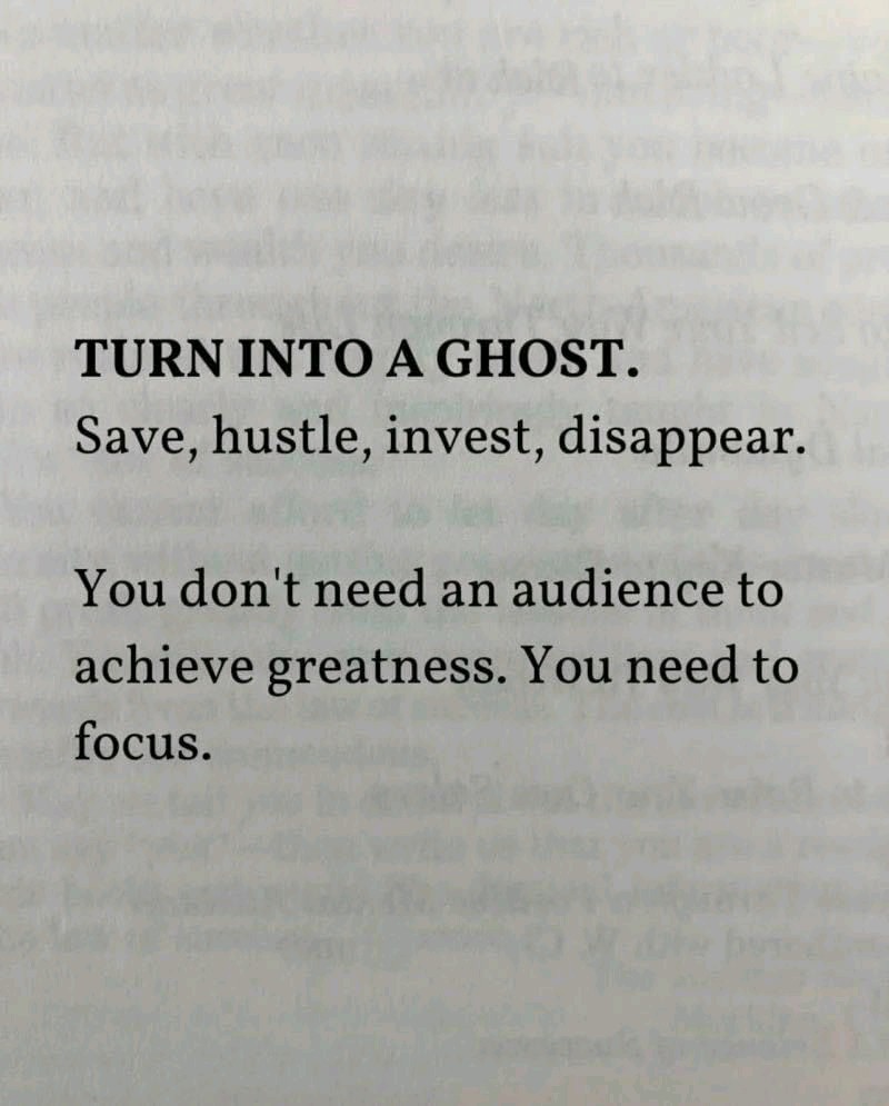 DolaMohapatra's tweet photo. Turn into a ghost.

Save, hustle, invest, disappear. 

You don't need an audience to achieve greatness. You need to focus. 

#ThinkBIGSundayWithMarsha https://t.co/zD0mKjHlW5