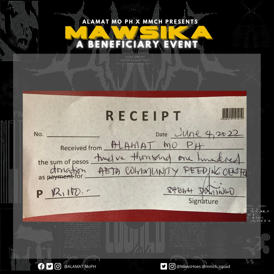 MawsHoes's tweet photo. A total of 12,100 is garnered from all the donations, jamming, and cse kits. We would also like to thank Aeta Community Feeding Center for cooperating with us to help the Aetas in Zambales. Sending our warmest appreciation for working and being patient with the admins! 

#MAWsika https://t.co/8e8QGZmqi7