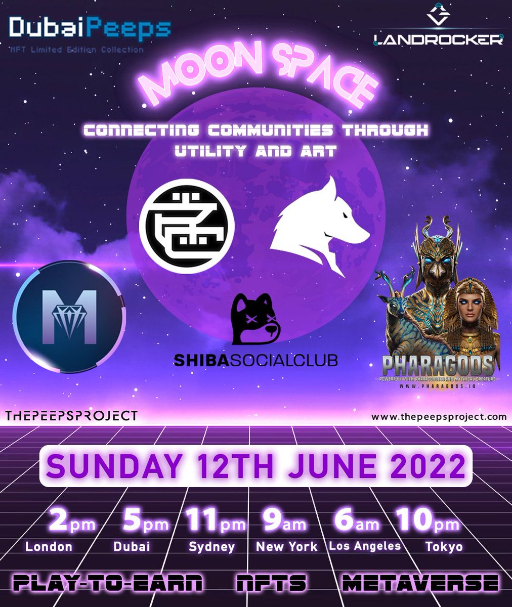 landrocker_io's tweet photo. Join us at 1 PM UTC today for another Moon Space hosted by DubaiPeeps and LandRocker!
➡️https://t.co/bY1JLDS6I7
⬅️
@wolfboss_nft
@meta_nightclub
@PoC_NFT
@Shibaclubnft
@PharaGods
#NFTs #metaversegame #moonspace #NFTCommunitys #nftart #Web3 #Gamefi https://t.co/gsOvSaGs3J