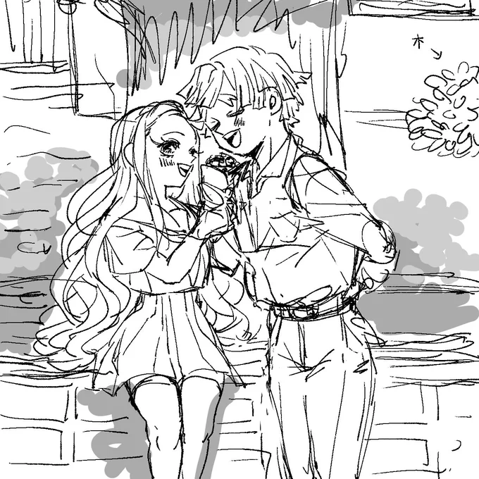 参加させていただきました🥰✨✨そして折角なので下書き→線画→色塗りをあげます!
他の皆さんが綺麗に描いている中、滅茶苦茶ラフに描いてしまって申し訳なさとそれでもお二方が素敵に仕上げていただき、本当に感謝します～♪ https://t.co/XGWlz8U3Mo 