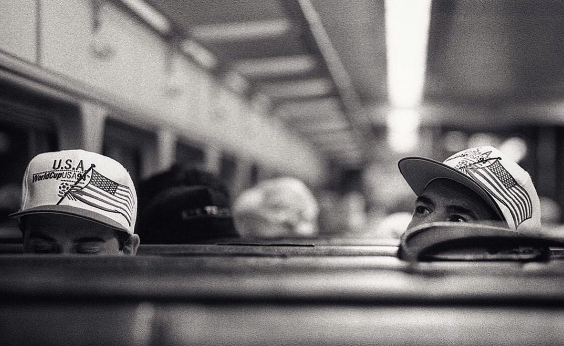 DavisArchive's tweet photo. #sundayservice to conclude this week of USA 94 World Cup images here’s two USA fans off to a match at the Foxboro Stadium by train #worldcup94 #usa94worldcup #foxborostadium ⚽️ https://t.co/3VbNQjLUMb