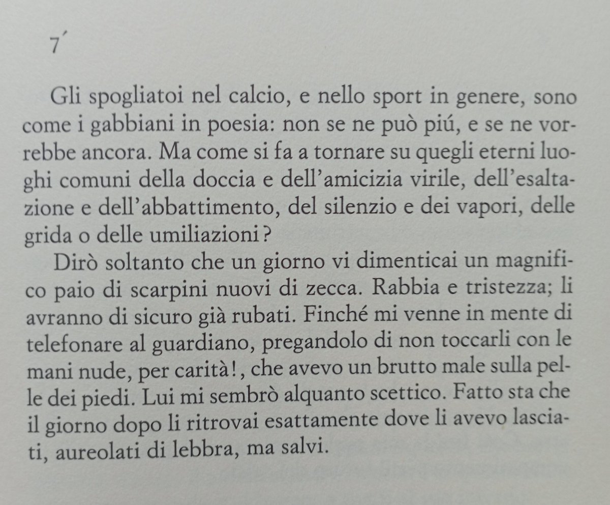 marcospotty's tweet photo. Gli spogliatoi nel calcio, e nello sport in genere, sono come i gabbiani in poesia: non se ne può più, e se ne vorrebbe ancora
#Magrelli #AddioAlCalcio
@Einaudieditore @angelo_cennamo @LuciaLibri @illibraio @Stoleggendo @_Un_Libro_ https://t.co/5Sy9ehY7Rt