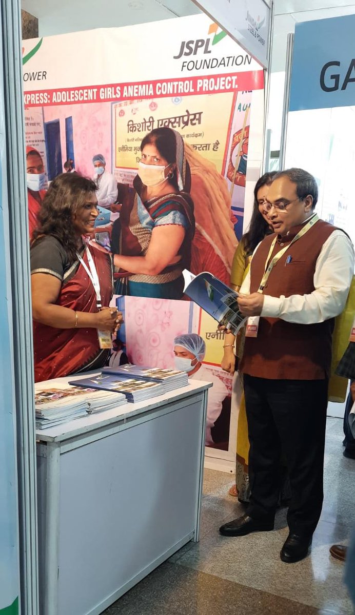 JindalFndn's tweet photo. Our #KishoriExpress programme was showcased at the Indian Institute of Corp affair. Shri Rajesh Verma, IAS (Secy, Ministry of Corp Affairs, GoI) visited our stall &amp; was briefed on our efforts towards the 'Anemia Mukt Bharat' program in Odisha, Jharkhand and Haryana. https://t.co/nbSrfYeiIV