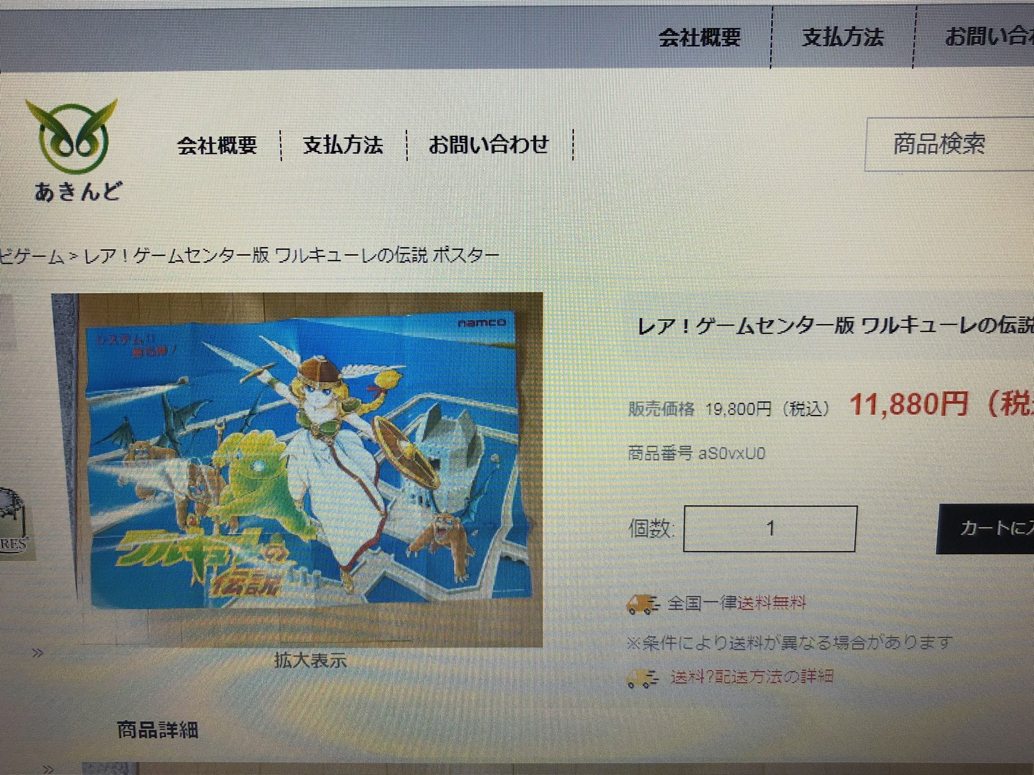 レア！ゲームセンター版 ワルキューレの伝説 ポスター
