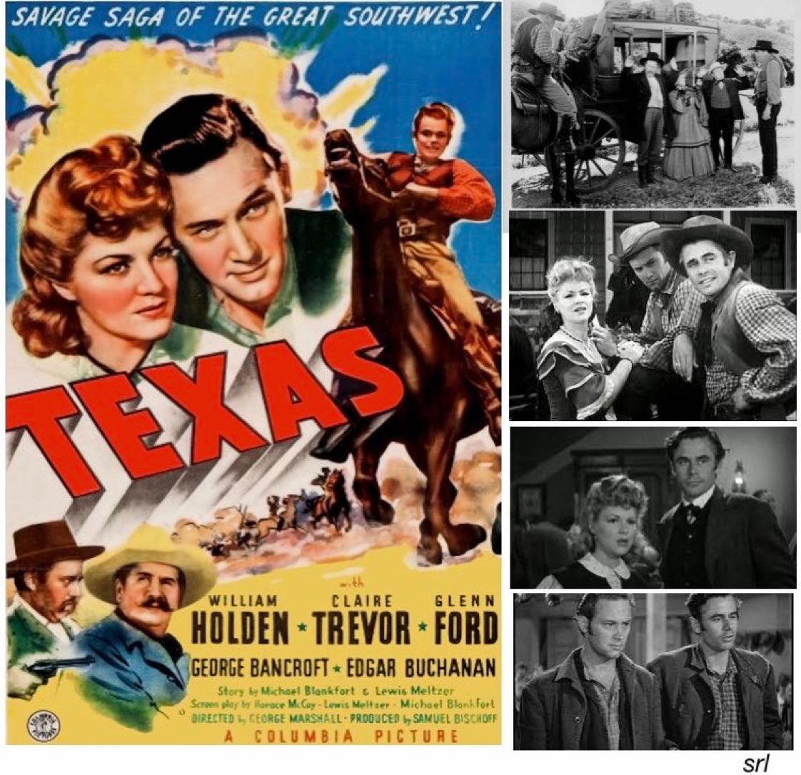 SaveRedlandLibr's tweet photo. 9:50am TODAY on @TalkingPicsTV   #SaddleUp

The 1941 #Western film🎥 “Texas” directed by #GeorgeMarshall from a screenplay by #HoraceMcCoy #MichaelBlankfort &amp; #LewisMeltzer

🌟#WilliamHolden #GlennFord #ClaireTrevor #GeorgeBancroft #EdgarBuchanan #DonBeddoe https://t.co/7AFko8uBXd