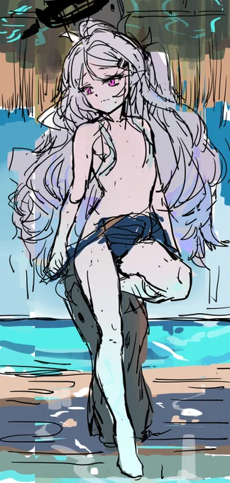 抱き枕 
WIP
I wish the computer would let me finish this drawing because the size is huge 🤣 