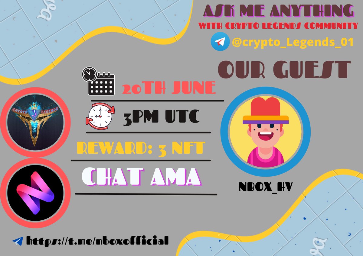 zaidullah0's tweet photo. 🎙️We're Excited to announce our next #Chat_AMA with Dwox Finance on 20 June at 3:00 PM UTC
💰Rewards Pool: 5 nft worth $5000
🏠Venue : @crypto_Legends_01
〽️Rules:
1⃣ Follow @cryptoLegends03 & @NboxOfficial 2⃣ Like & RT
3⃣ Comment Max 3Questions & Tag3 Friends
#Airdrop #BSC https://t.co/25cRYPDkEG