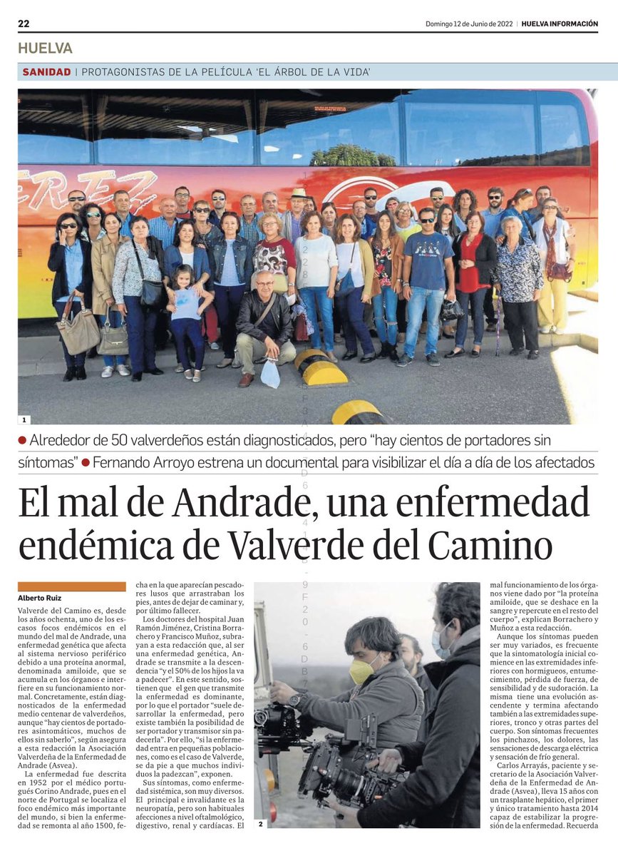 docuarbolvida's tweet photo. Muchas gracias a @huelva_info por este magnífico reportaje sobre la #EnfermedadDeAndrade y el estreno de nuestro documental. 

Difundir y conocer la enfermedad es uno de los mejores caminos para combatirla. 

#ElÁrbolDeLaVida #ValverdeDelCamino #EuropaInvierteEnLasZonasRurales https://t.co/75alc4IS4y