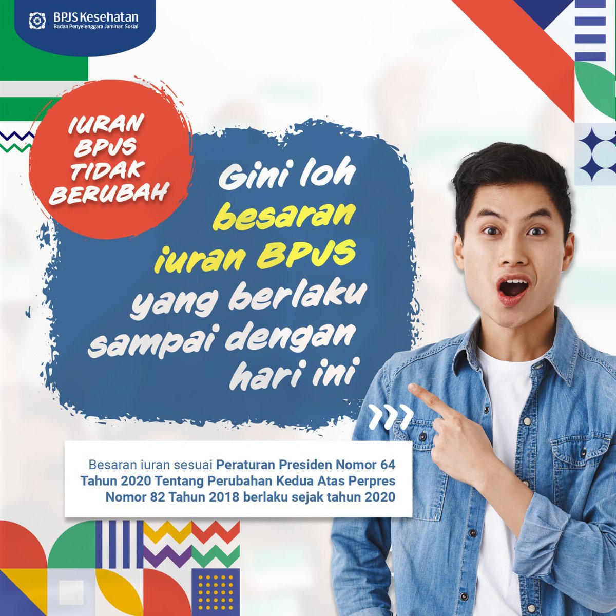 BPJSKesehatanRI's tweet photo. Tenang Sahabat!
Iuran BPJS Kesehatan tidak berubah kok. Besaran iuran BPJS Kesehatan masih sama, sesuai dengan Perpres No. 64 Tahun 2020.

Yuk simak infografis ini, biar kita lebih paham tentang iuran program yang sudah banyak menolong saudara kita ini

#JKNKIS
#BPJSKesehatanRI https://t.co/uGVxLYzROd
