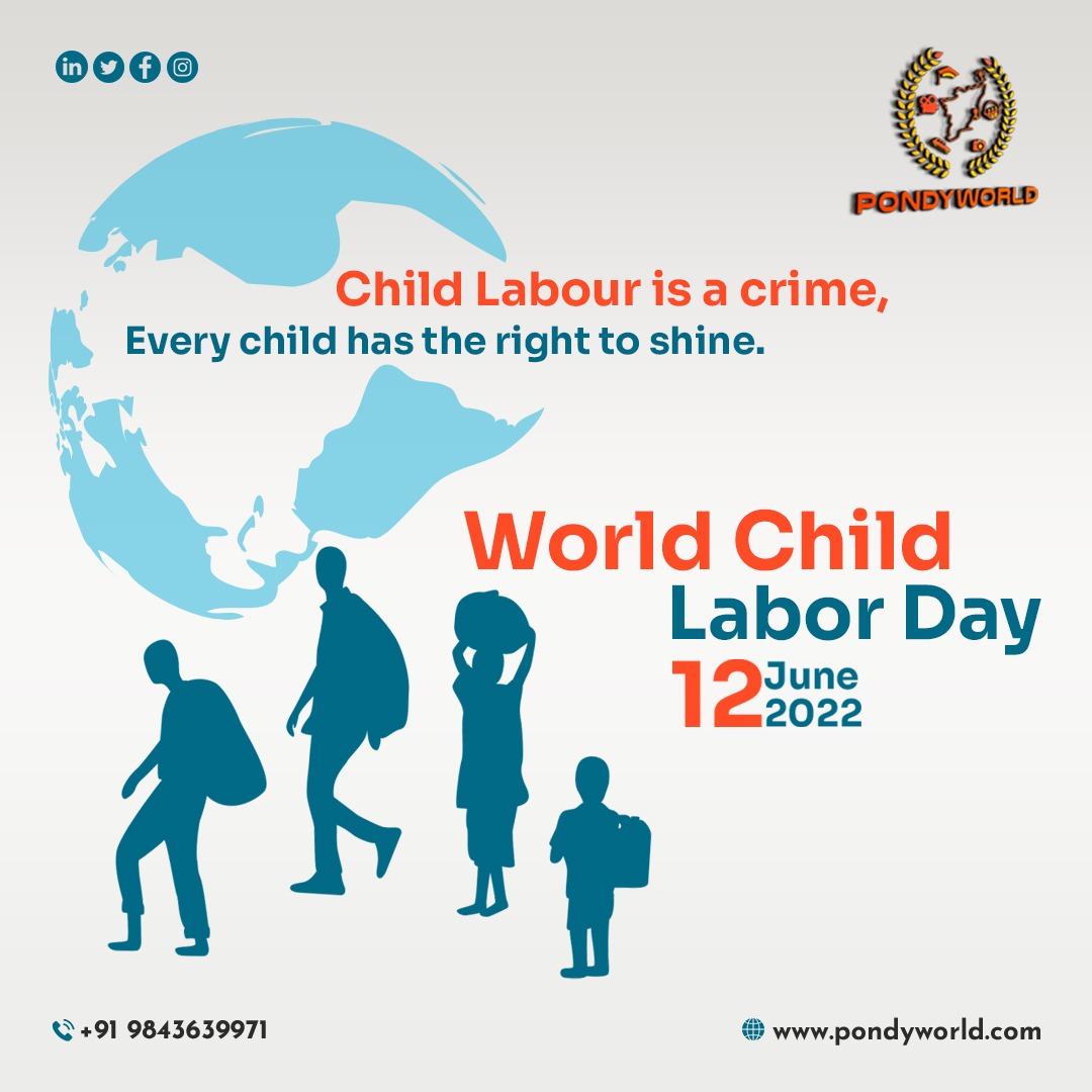 pondyworld's tweet photo. The World Day Against Child Labor reminds us that there are many youngsters out there who are asking for help." Let us put an end to child labor

#pondyworld #labourchild
#seo #smm #appdevelopment #digitalmarketing #childlabourlaws #pondicherry https://t.co/6glrYNgLO9