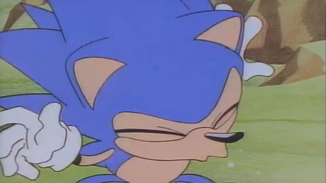semifreqsonic's tweet photo. Sonic was initially conceptualized with a sixth sense that would alert him of danger nearby.

It is actually used in Sonic CD's intro for just a split second, and the game even has a cut sprite of him sneezing. This also appears in obscure supplementary material of the time. https://t.co/MNqWCQmzuR